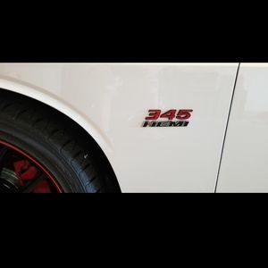 New Dodge 345 Badge emblem approximately 5".  Choose Color.